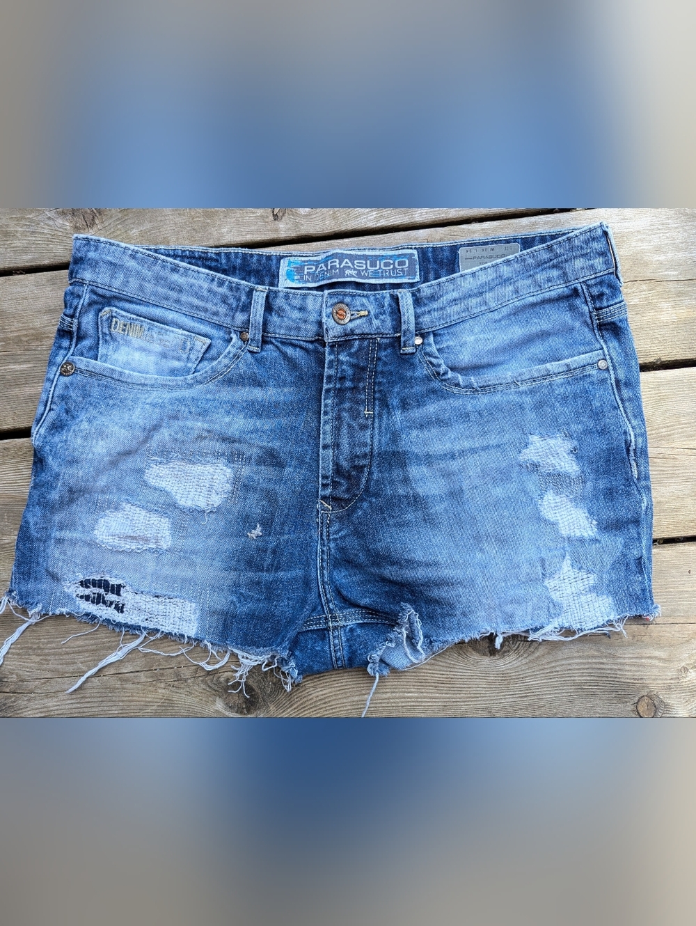 Parasuco Yoshi Fit Distressed Denim Cutoff Shorts W36 Y2K /Hoochie Jorts